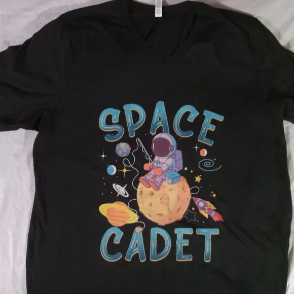 Women's 2xl V- neck Space cadet Bella Canvas Black Shirt - Picture 1 of 5